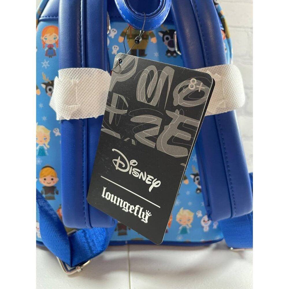 Loungefly Disney Frozen Chibi Mini Backpack Elsa Anna Olaf Blue Bag NEW - Picture 6 of 12